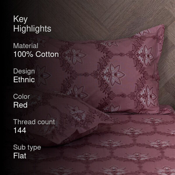 Amora Ethnic Bedsheet - Red