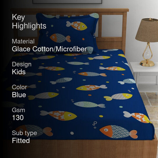 Aqua Fish Kids Bedsheet - Royal Blue