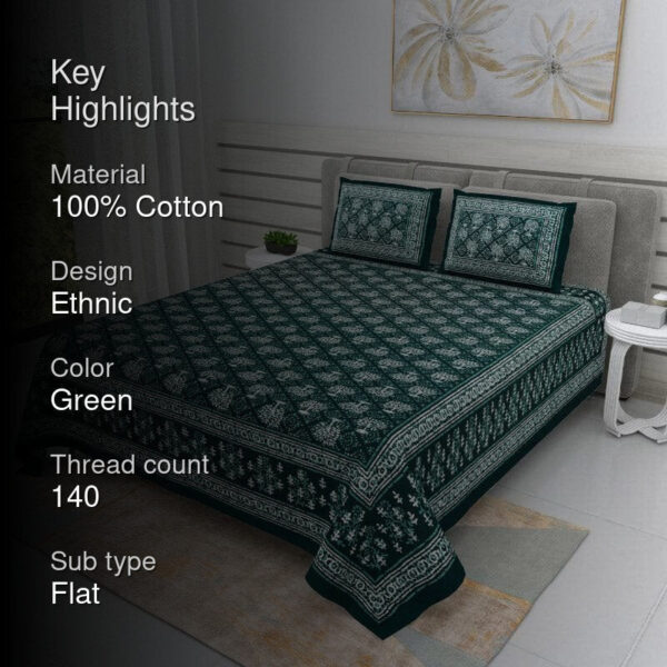 Arushi Printed Bedsheet - Green
