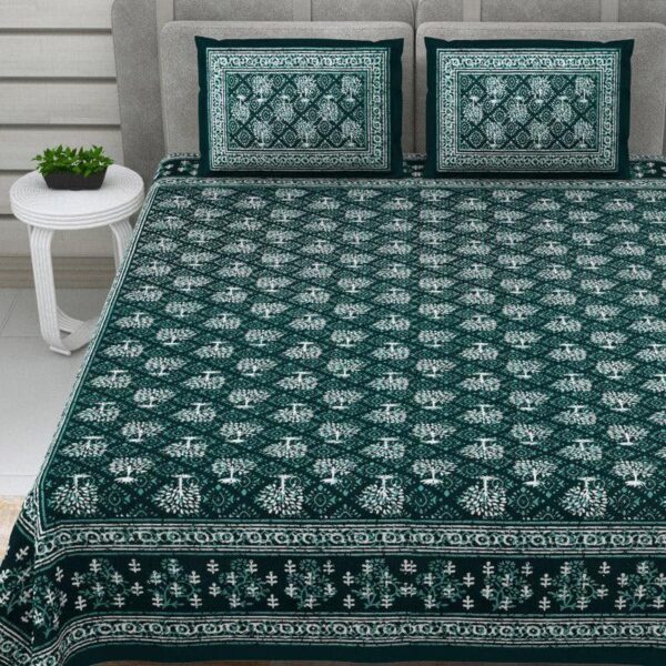 Arushi Printed Bedsheet - Green