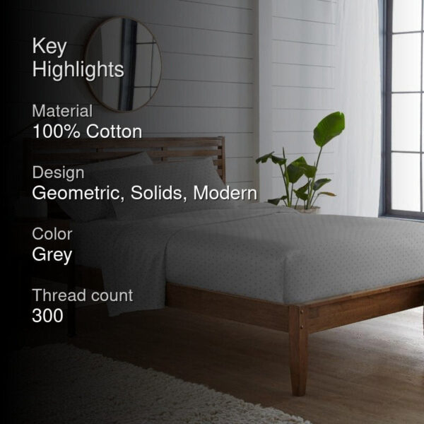 Azva Swiss Dot Bedsheet - Smoke Grey