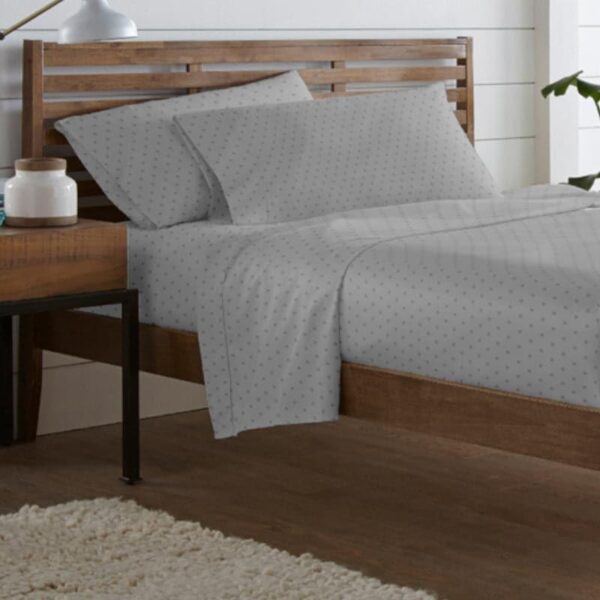 Azva Swiss Dot Bedsheet - Smoke Grey