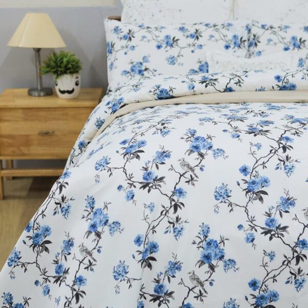Cherry Blossom Floral Bedsheet - White Cherry Blossom Floral Bedsheet - White