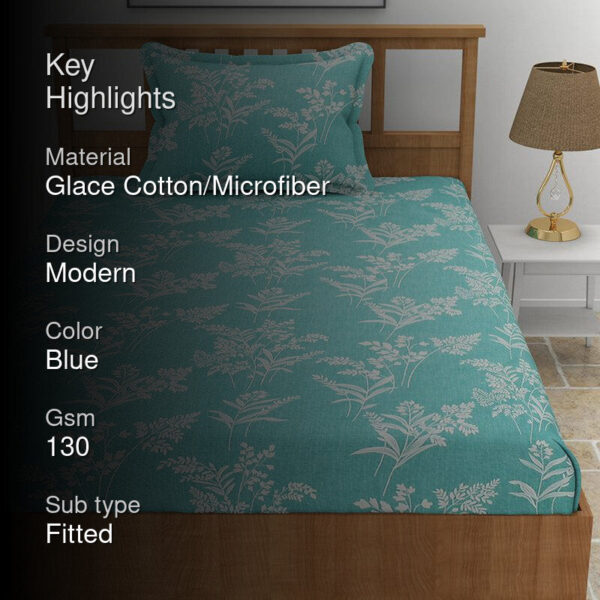 Cotinus Floral Bedsheet - Aqua Green