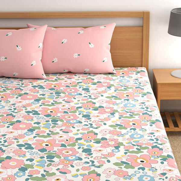 Doodled Blossoms I Fitted Microfiber Bedsheet