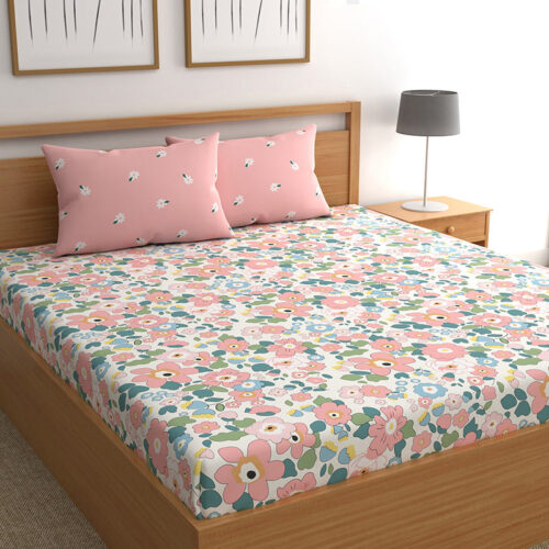Doodled Blossoms I Fitted Microfiber Bedsheet