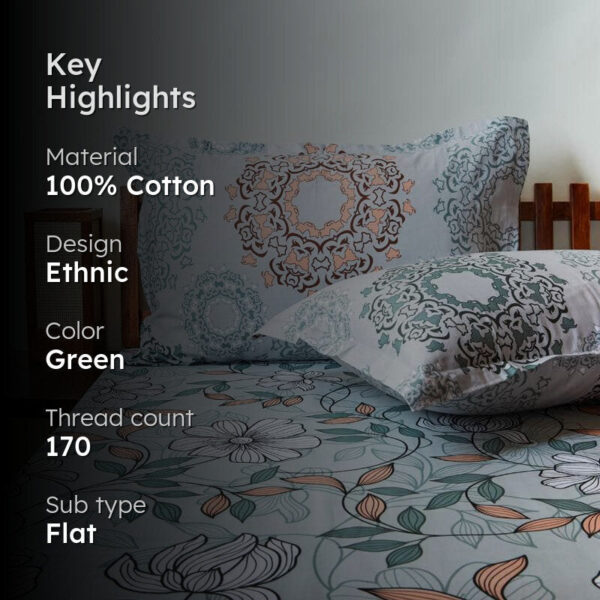 Ethereal Blooms Bedsheet - Green