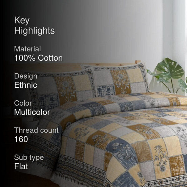 Girish Ethnic Bedsheet - Grey