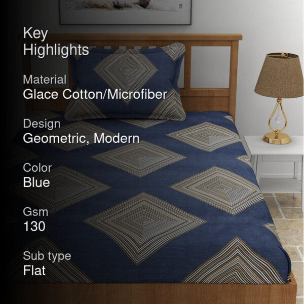 Hayes Geomatric Bedsheet - Aegean Blue