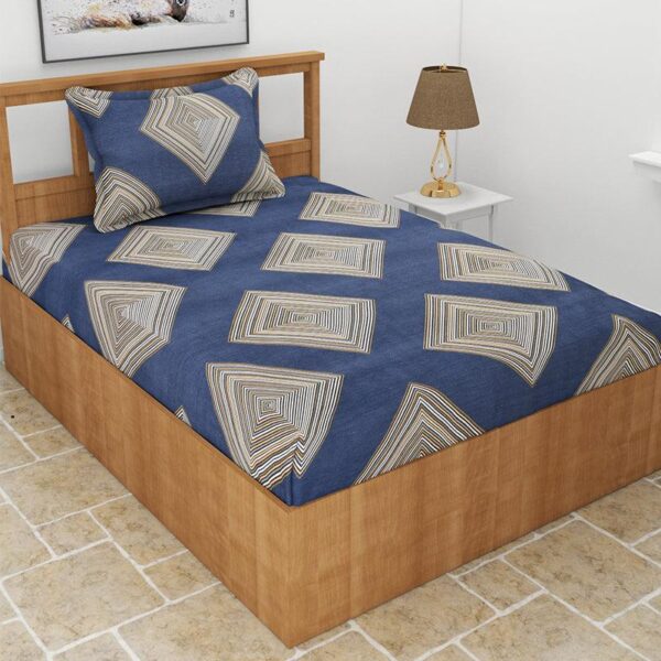 Hayes Geomatric Bedsheet - Aegean Blue