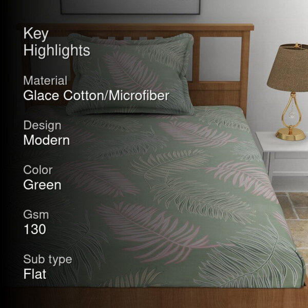 Iberis Floral Bedsheet - Fern Green