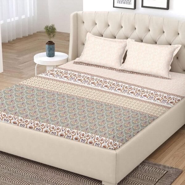 Iris Printed Bedsheet - Beige