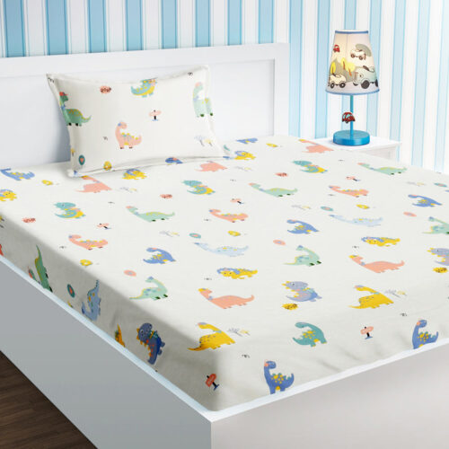 Jurassic Nights Kids Bedsheet - 210 TC