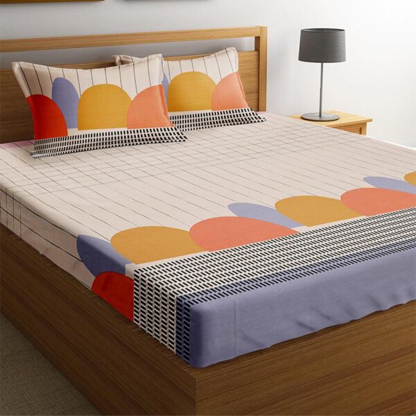 Kain Geomatric Cotton Bedsheet - 210 TC