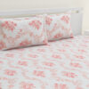 Kaureena Printed Bedsheet - White & Coral