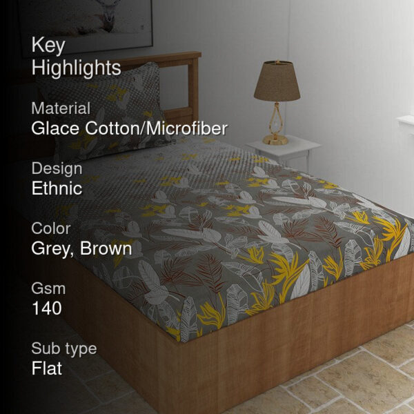 Lale Floral Bedsheet - Charcoal Grey