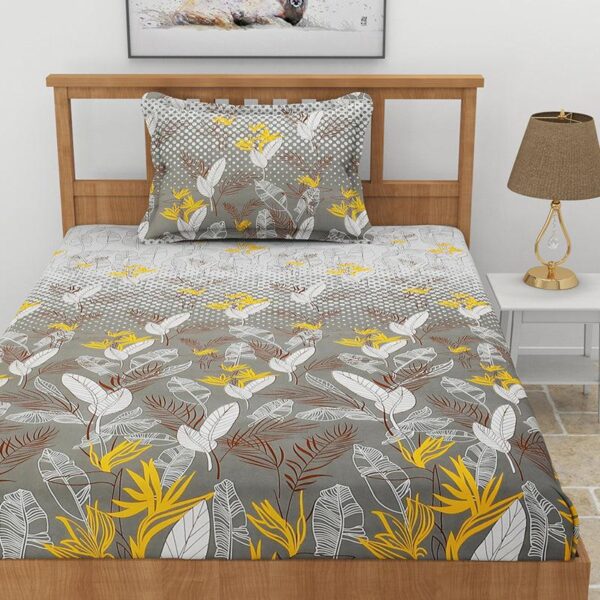 Lale Floral Bedsheet - Charcoal Grey