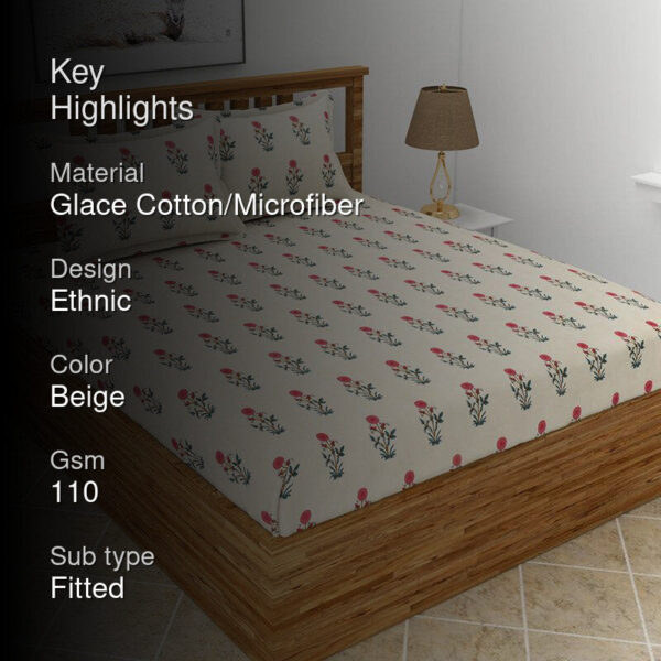 Larks Floral Bedsheet - Cream