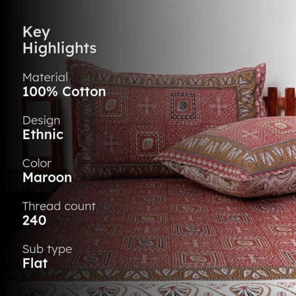 Lyra Printed Bedsheet - Maroon