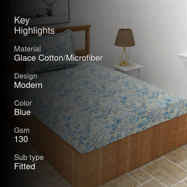 Malva Floral Bedsheet - Baby Blue