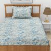 Malva Floral Bedsheet - Baby Blue