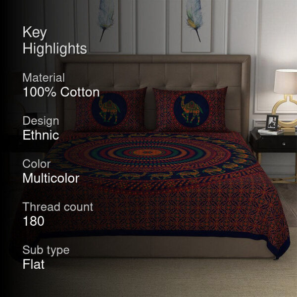 Namish Mandala Cotton Bedsheet (Multicolor) - 180 TC
