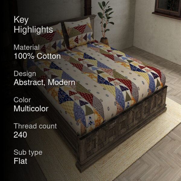 Narsi Abstract Bedsheet - Multicolor