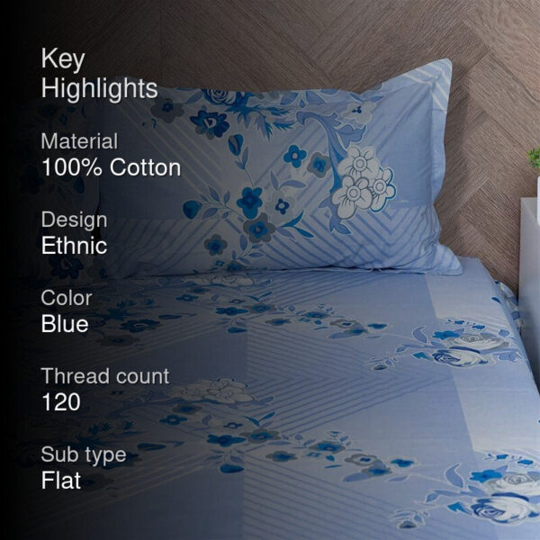 Nidra Floral Bedsheet - Blue