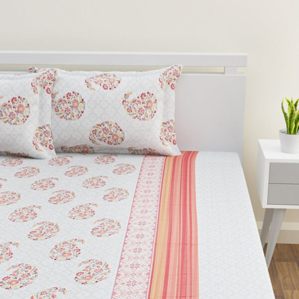 Nitya Printed Bedsheet - White
