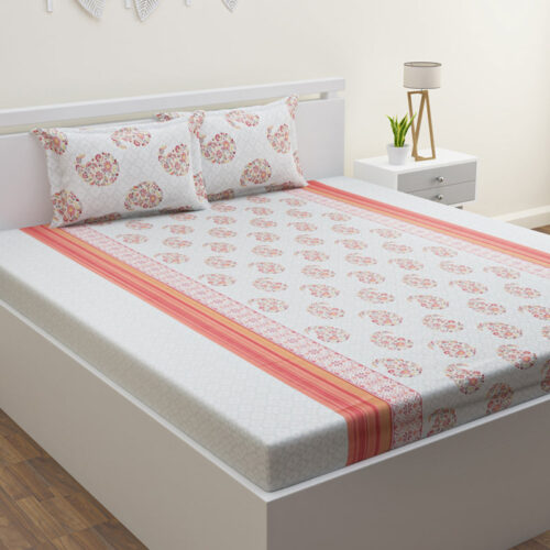 Nitya Printed Bedsheet - White