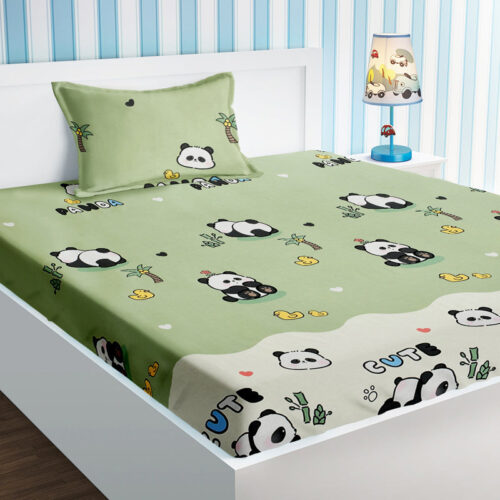 Panda Snuggles Kids Bedsheet - 210 TC