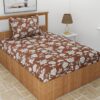 Petunia Floral Bedsheet - Coffee Brown
