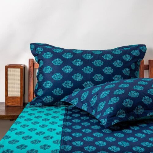 Rajastha Cotton Bedsheet (Tuquoise) - 180 TC