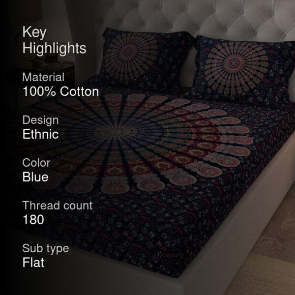 Rosho Mandala Bedsheet - Blue