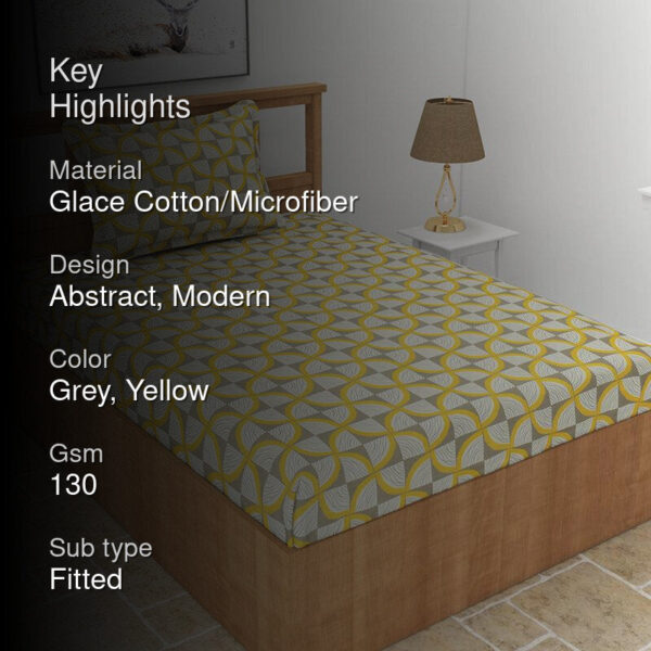 Selenia Floral Bedsheet - Grey & Yellow