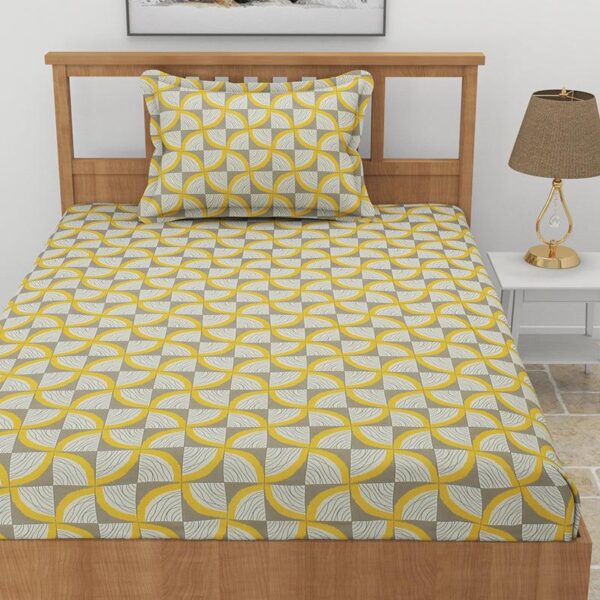 Selenia Floral Bedsheet - Grey & Yellow