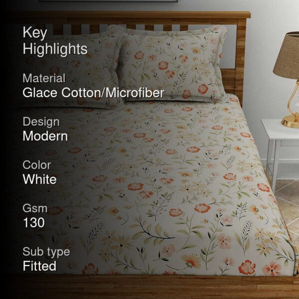 Sivera Floral Bedsheet - Off White