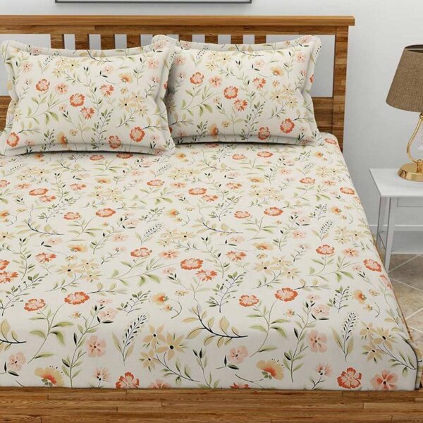 Sivera Floral Bedsheet - Off White