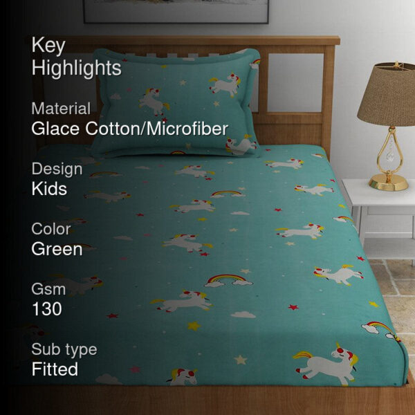 Sky Bow Kids Bedsheet - Aqua