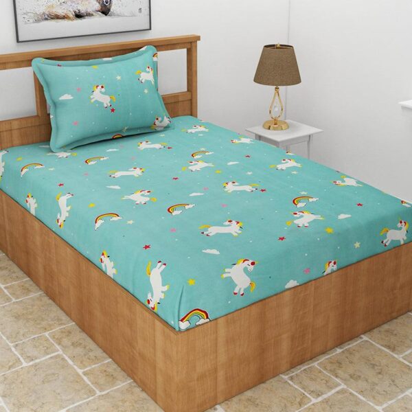 Sky Bow Kids Bedsheet - Aqua