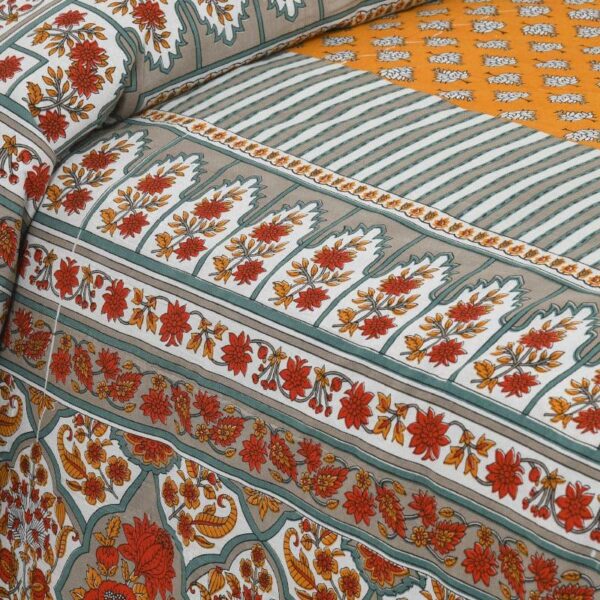 Trivona Regal Ethnic Bedsheet - Yellow
