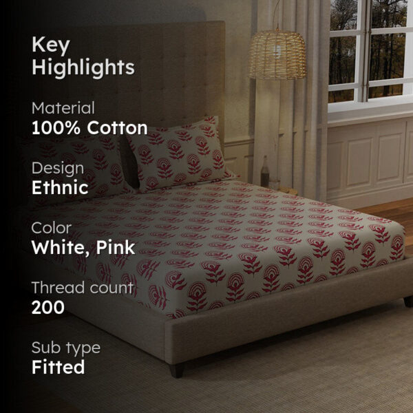 Urban Space Florabell Cherry Red Bedsheet - 200 TC