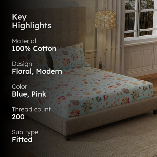 Urban Space Florence Sky Blue Bedsheet - 200 TC