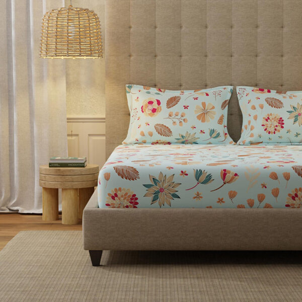 Urban Space Florence Sky Blue Bedsheet - 200 TC