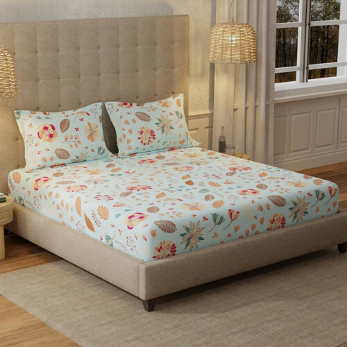 Urban Space Florence Sky Blue Bedsheet - 200 TC