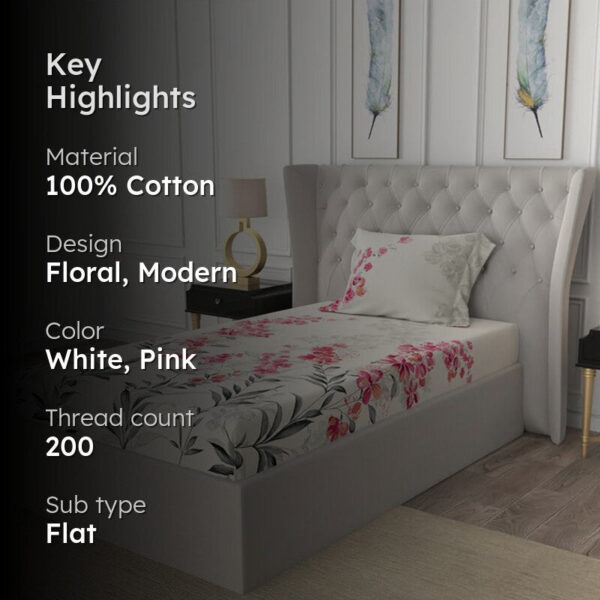 Urban Space Majestic Pink Bedsheet - 200 TC