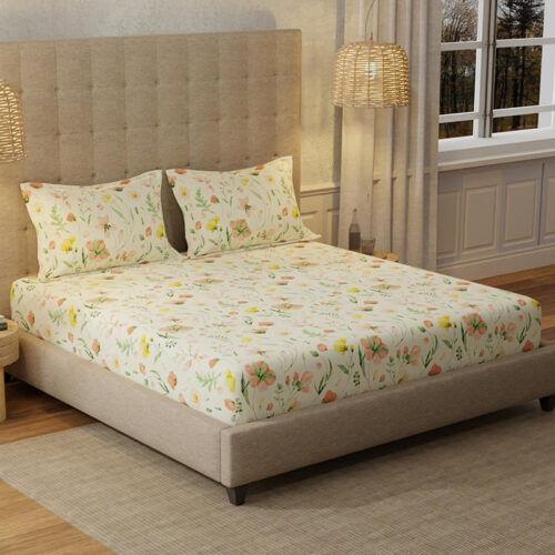Urban Space Meadows Buttercream Bedsheet - 200 TC