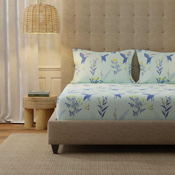 Urban Space Whisper Mint Blue Bedsheet - 200 TC