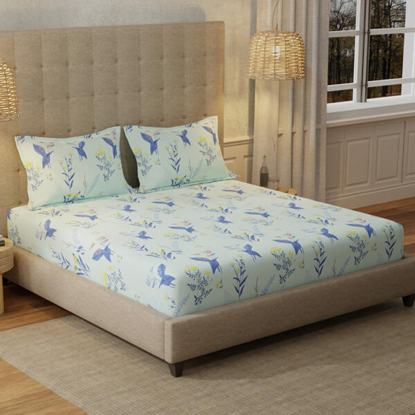 Urban Space Whisper Mint Blue Bedsheet - 200 TC