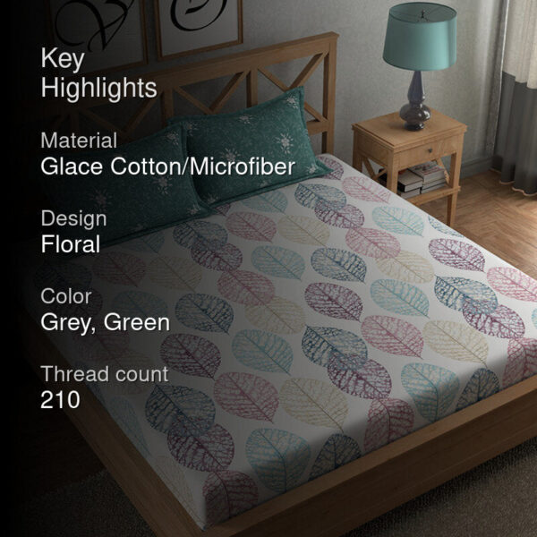 Vibrant Leaf Silhouette Floral Microfiber Bedsheet